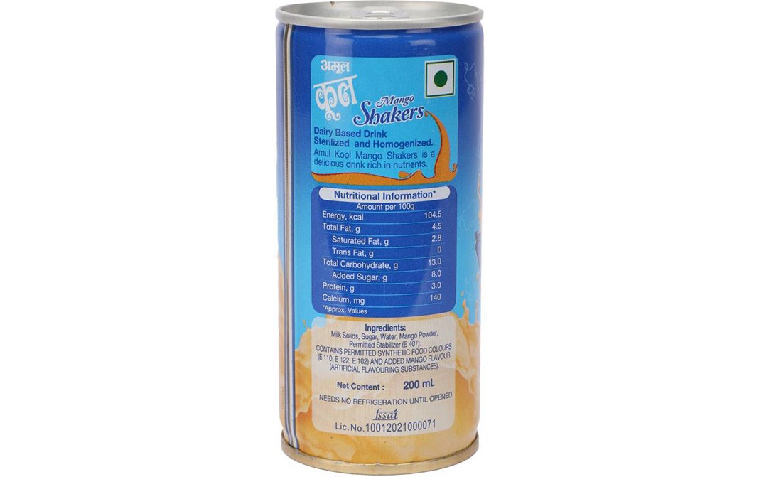 Amul Kool Mango Shakers    Tin  200 millilitre